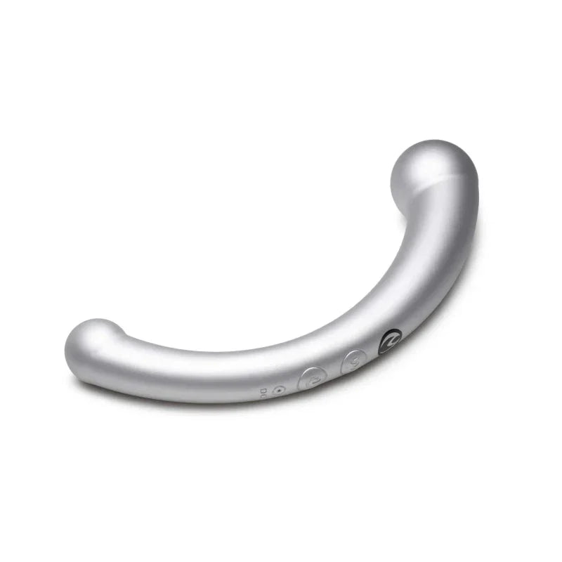 10x Vibra-Crescent Silicone Dual Ended Dildo - Silver - MyPleasure
