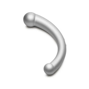 10x Vibra-Crescent Silicone Dual Ended Dildo - Silver - MyPleasure