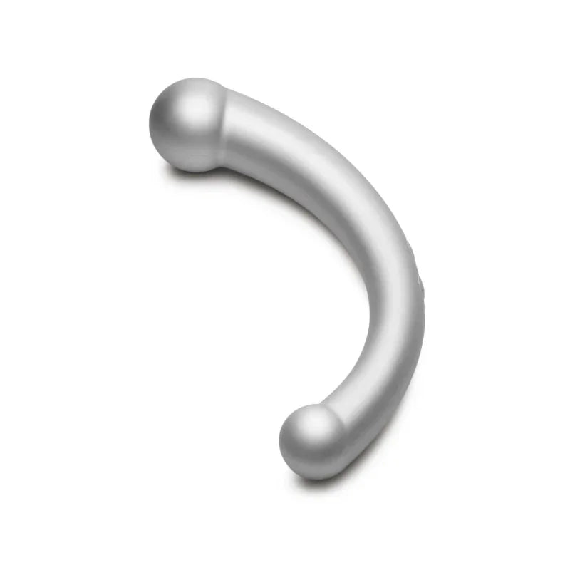 10x Vibra-Crescent Silicone Dual Ended Dildo - Silver - MyPleasure