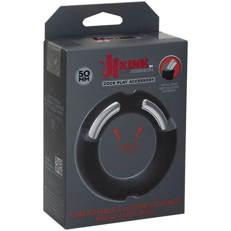 Hybrid Silicone Covered Metal Cock Ring - 50mm