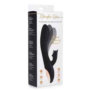 7x Bendable Silicone Clit Stimulating Vibrator - Black