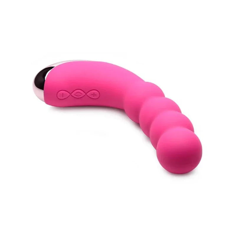 Silicone Beaded Vibrator - Magenta