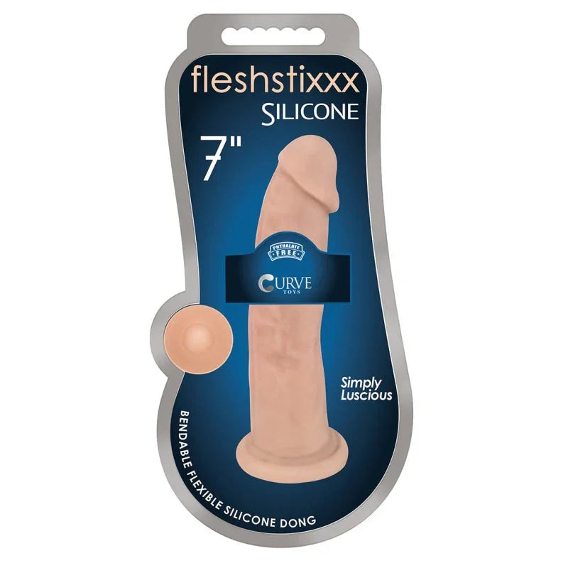 7 Inch Fleshstixxx Silicone Dildo W/o Balls - Vanilla