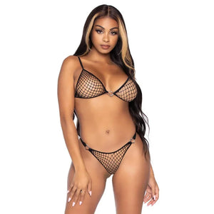 2 Pc Industrial Net Bikini Set - One Size - Black