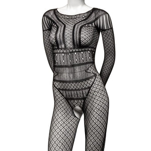 Scandal Full Length Lace Body Suit - One Size - Black
