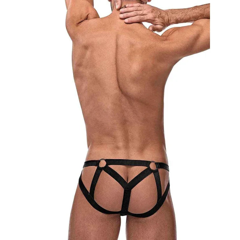 Cage Matte Strappy Ring Jock - S/ M - Black