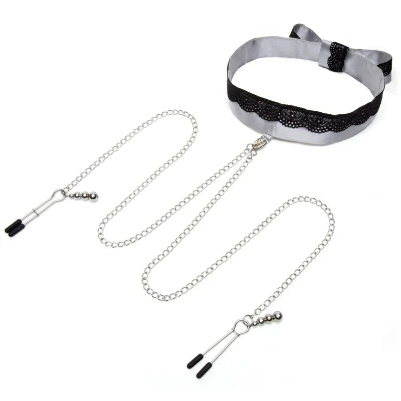 Fifty Shades of Grey Play Nice Satin Collar and Nipple Clamps