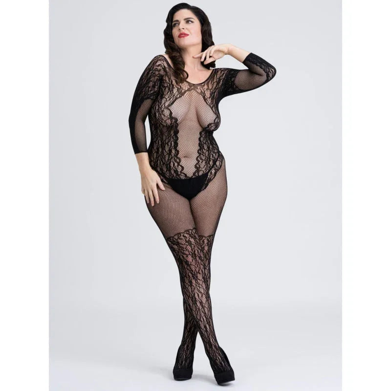 Fifty Shades of Grey Captivate Lace Spanking Bodystocking - Plus Size - Black