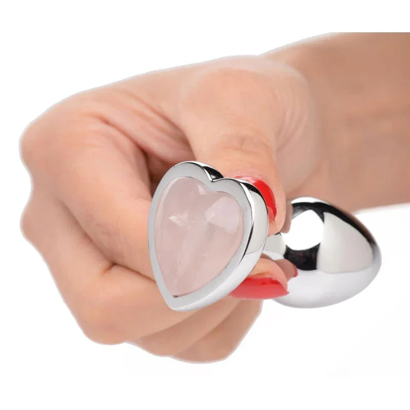 Rose Quartz Heart Anal Plug -Small