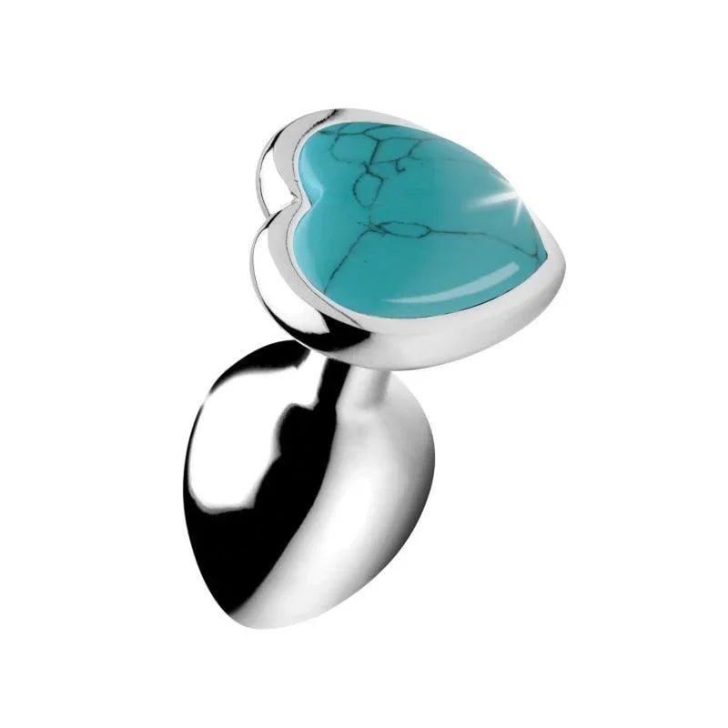 Turquoise Heart Anal Plug - Small