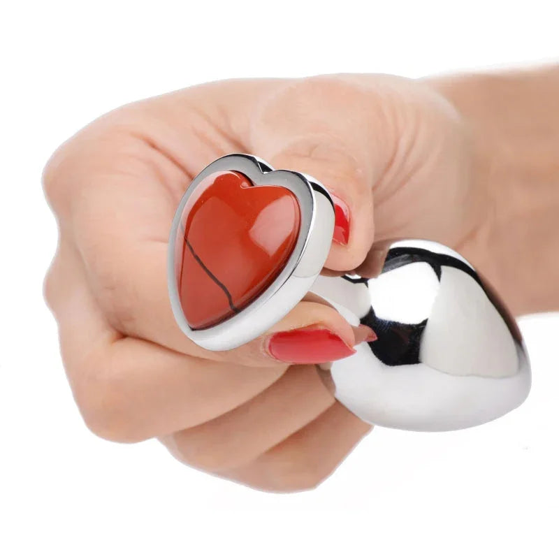 Red Jasper Heart Anal Plug - Medium