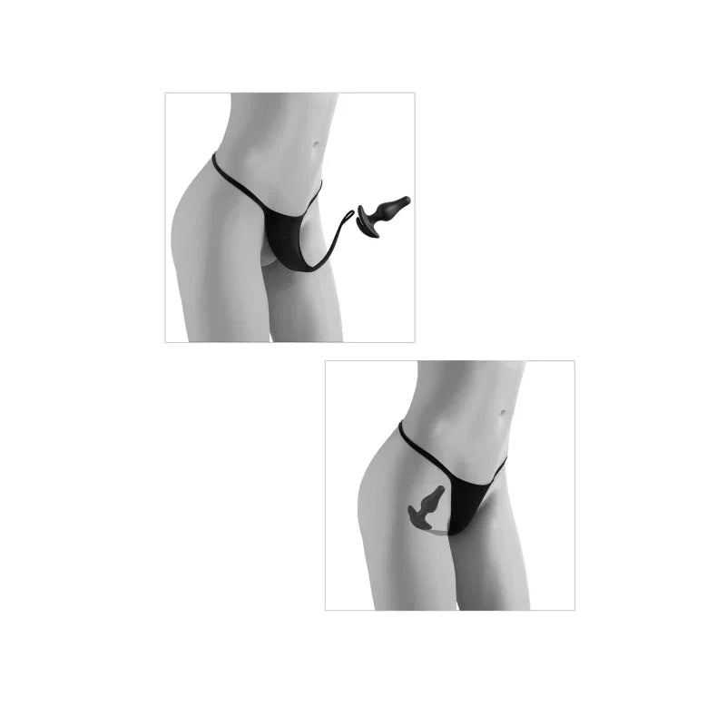 Hookup Panties Remote Bow-Tie Bikini - Black - Small - Large