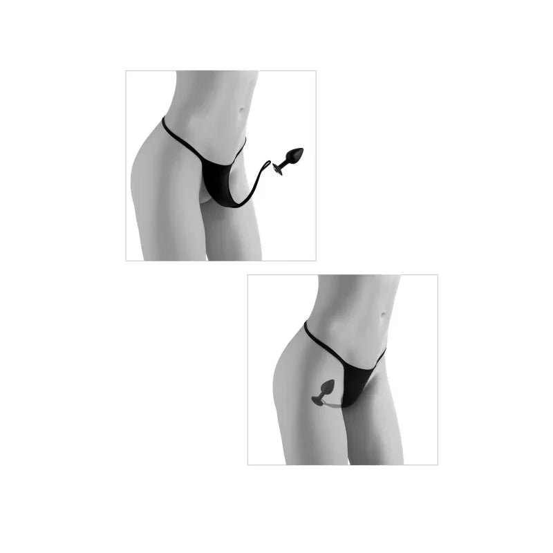 Hookup Panties Crotchless Secret Gem - Black - XL - Xxl