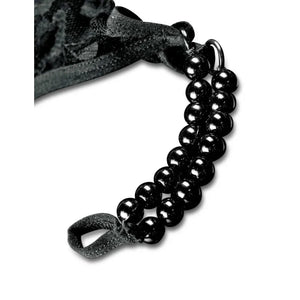 Hookup Panties Crotchless Pleasure Pearls - Black - XL - Xxl