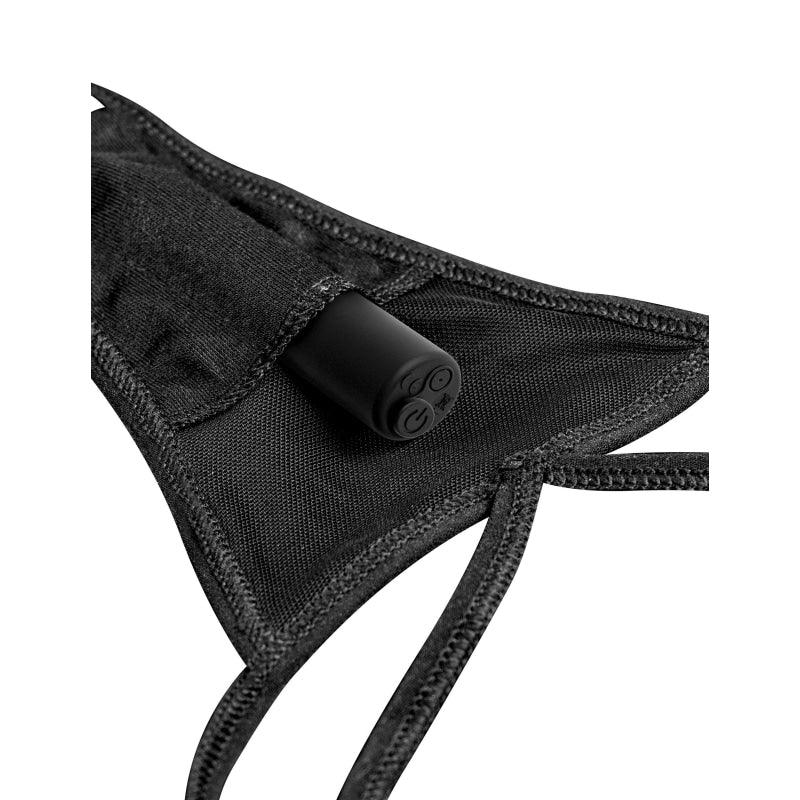 Hookup Panties Remote Lace Peek-a-Boo - Black - XL - Xxl