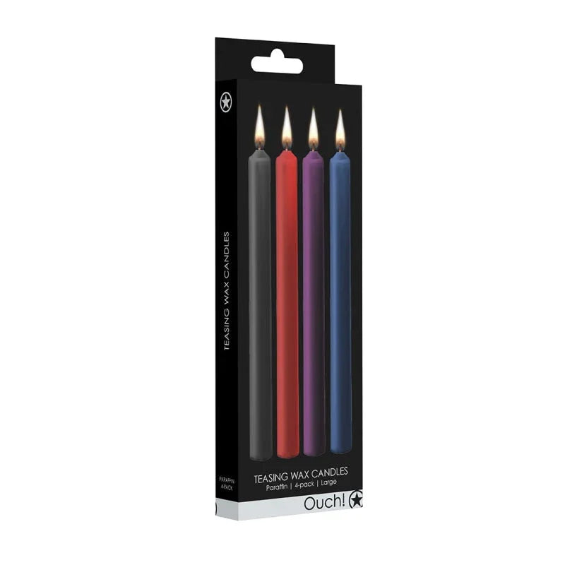 Teasing Wax Candles Large - Mixed Colors - 4-Pack