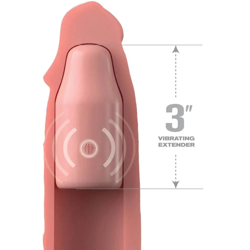 Fantasy X-Tensions Elite 9 Inch Sleeve Vibrating 3 Inch Plug With Remote - Light