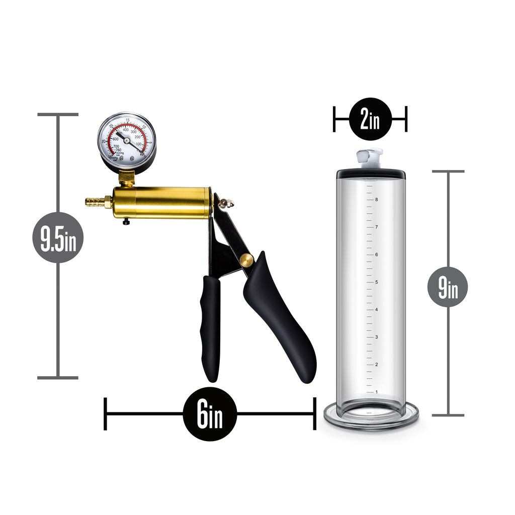 Performance - Vx6 Vacuum Penis Pump With Brass  Pistol & Pressure Gauge - Clear