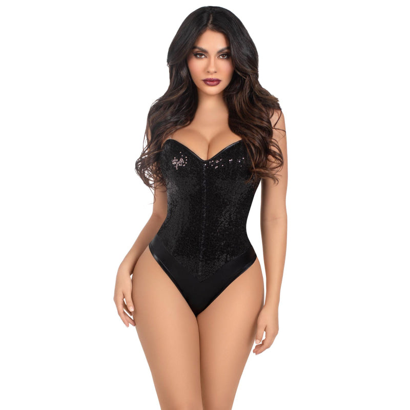 2 Pc Sequin Bodysuit - Medium - Black