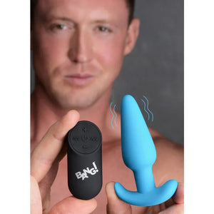 21x Silicone Butt Plug With Remote - Blue - MyPleasure