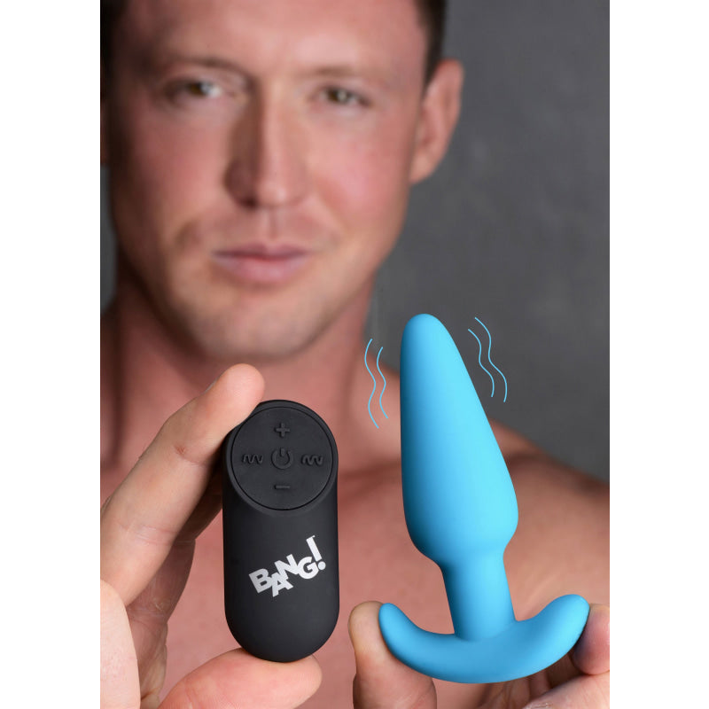 21x Silicone Butt Plug With Remote - Blue