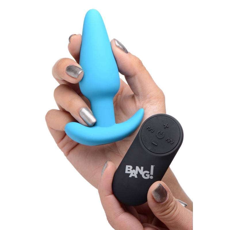 21x Silicone Butt Plug With Remote - Blue