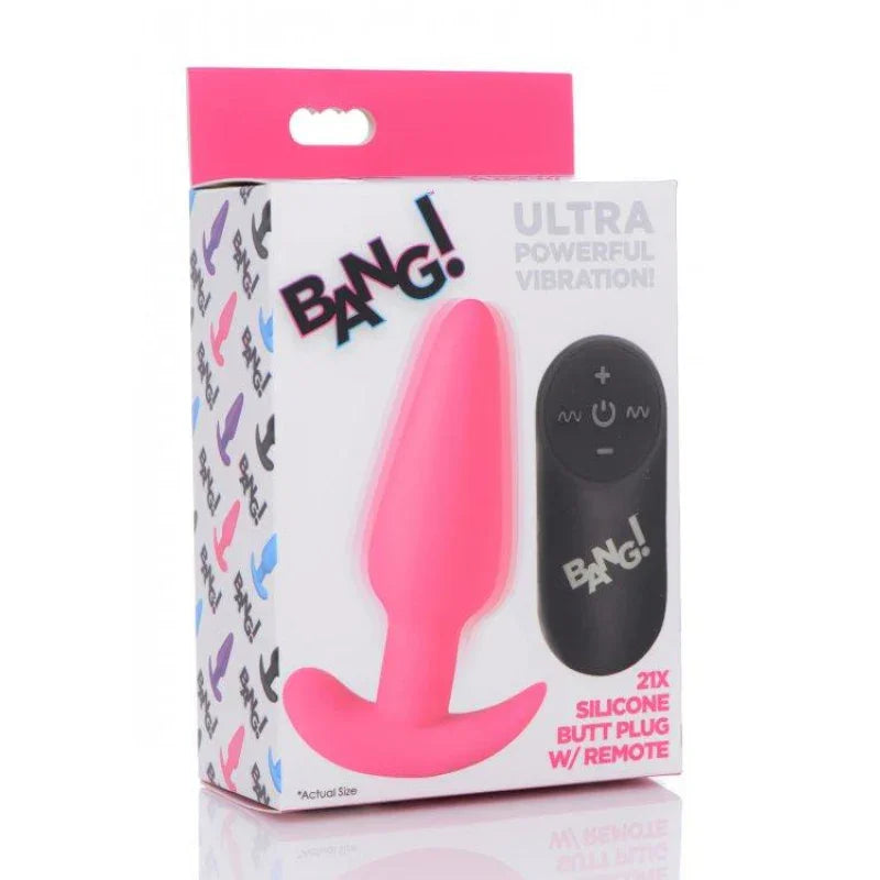 21x Silicone Butt Plug With Remote - Pink - MyPleasure