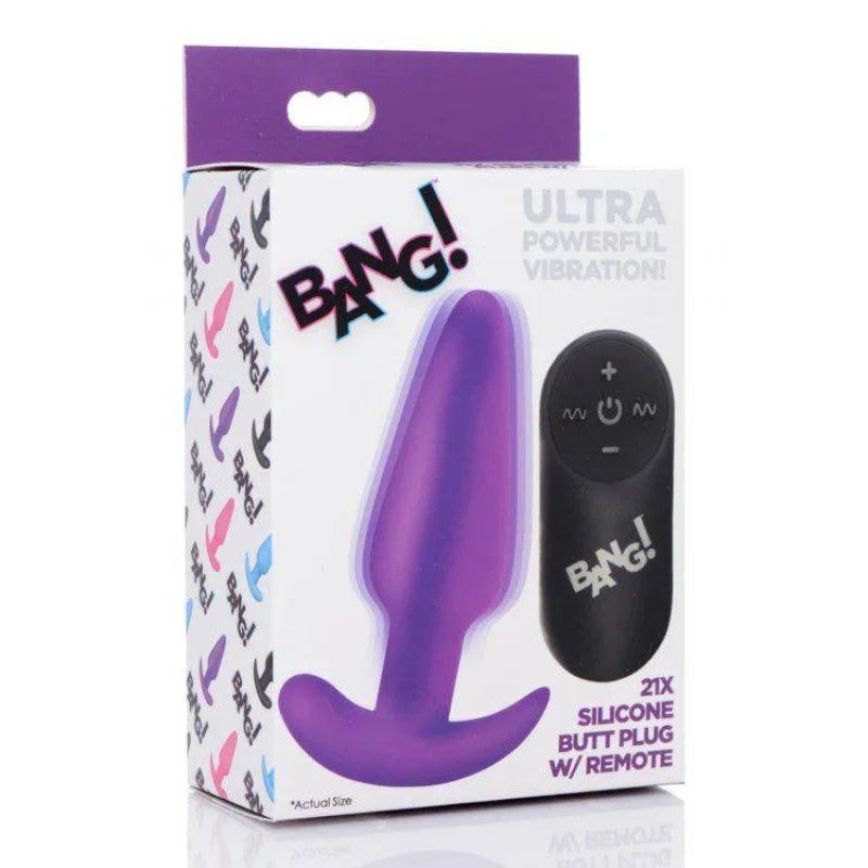 21x Silicone Butt Plug With Remote - Purple - MyPleasure