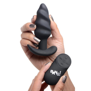 21x Silicone Swirl Plug With Remote -Black - MyPleasure