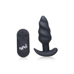 21x Silicone Swirl Plug With Remote -Black - MyPleasure
