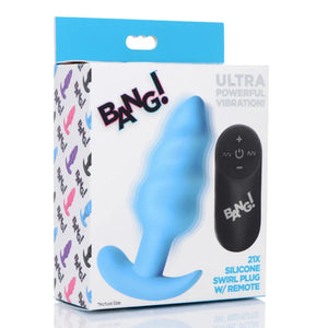 21x Silicone Swirl Plug With Remote - Blue - MyPleasure