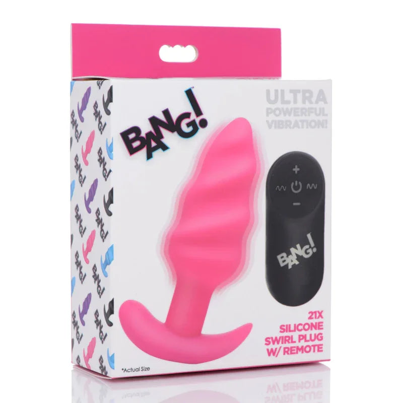 21x Silicone Swirl Plug With Remote - Pink - MyPleasure