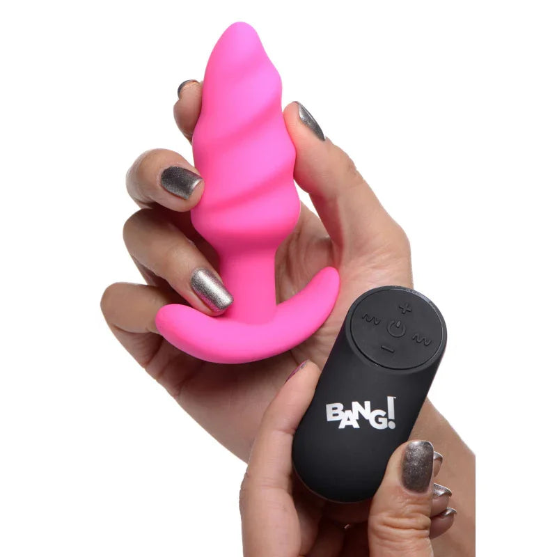 21x Silicone Swirl Plug With Remote - Pink - MyPleasure