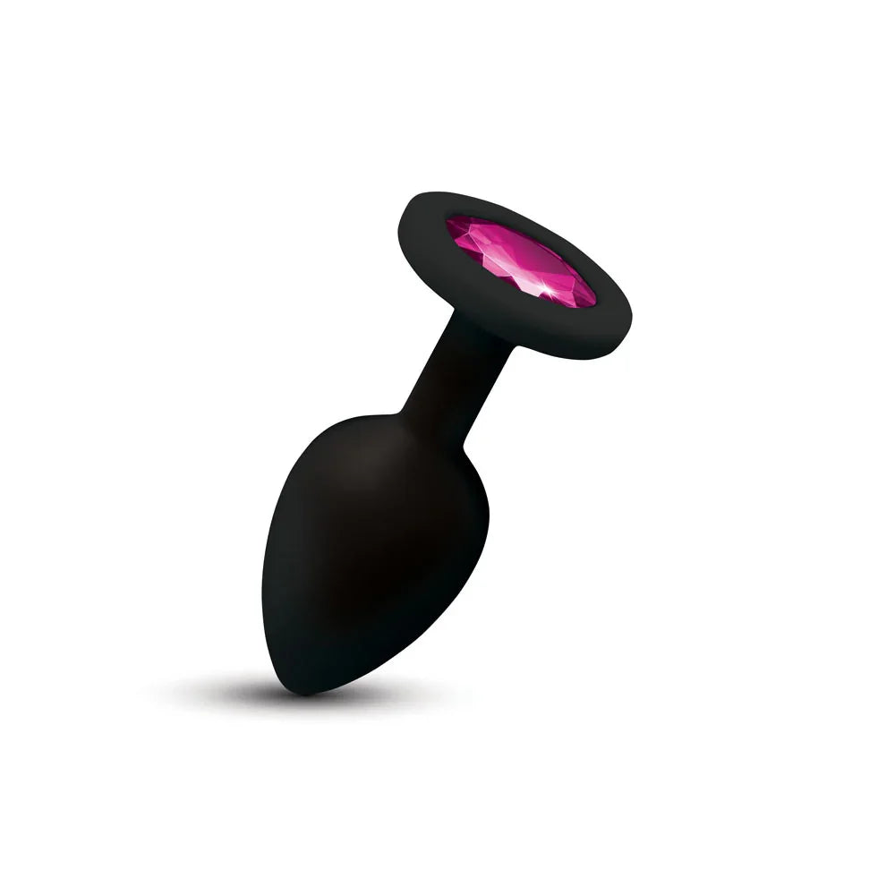 Gemma Pink Gem Black Silicone Plug - Small  MyPleasure