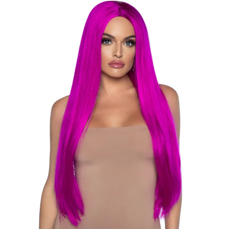 33 Inch Long Straight Center Part Wig Raspberry - MyPleasure