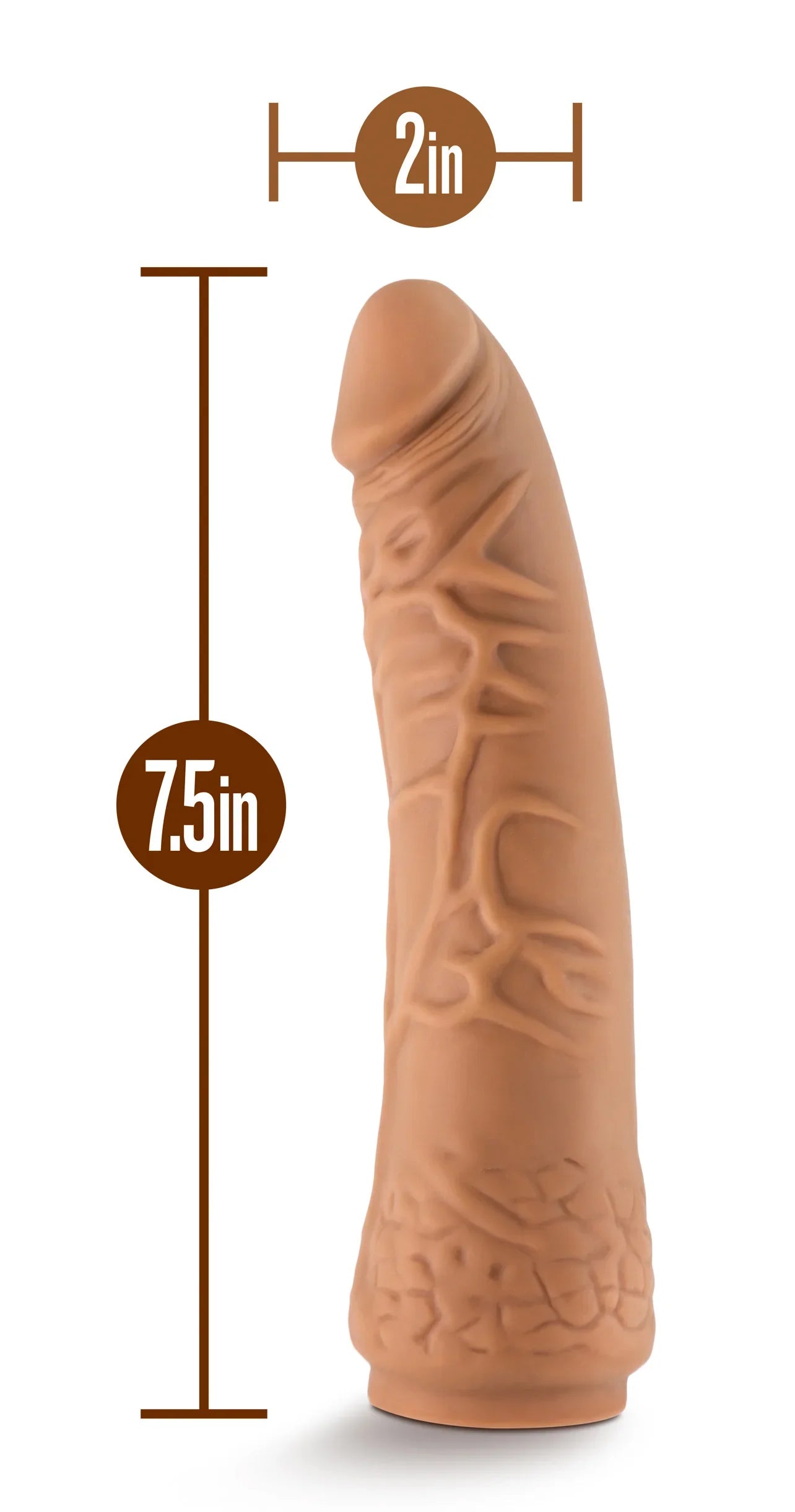 Lock on - Hexanite - 7.5 Inch Dildo With Suction Cup Adapter - Mocha