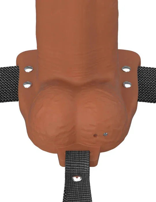 Fantasy X-Tensions Elite 8" Vibrating Hollow Silicone Strap-on - Brown