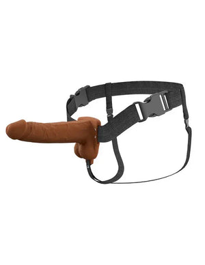 Fantasy X-Tensions Elite 7" Vibrating Hollow Silicone Strap-on - Brown