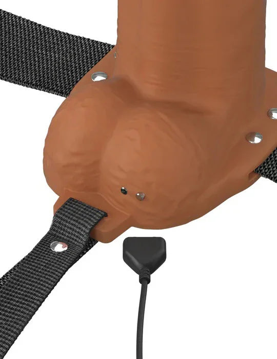 Fantasy X-Tensions Elite 7" Vibrating Hollow Silicone Strap-on - Brown