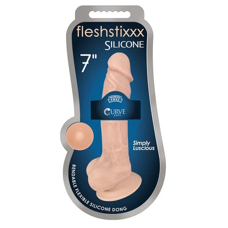 7 Inch Fleshstixxx Silicone Dildo W/o Balls - Vanilla - MyPleasure