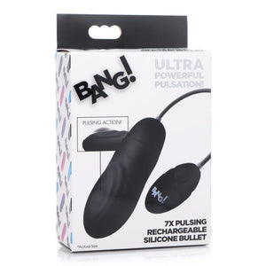 7x Pulsing Rechargeable Silicone Bullet- Black - MyPleasure