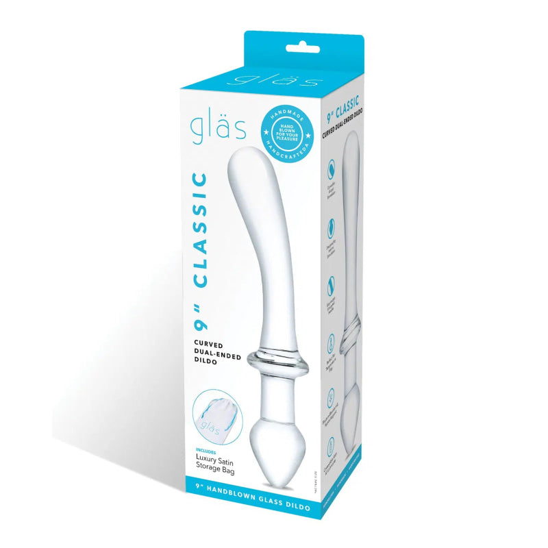 9 Inch Classic Curved Dual-Ended Dildo - Clear