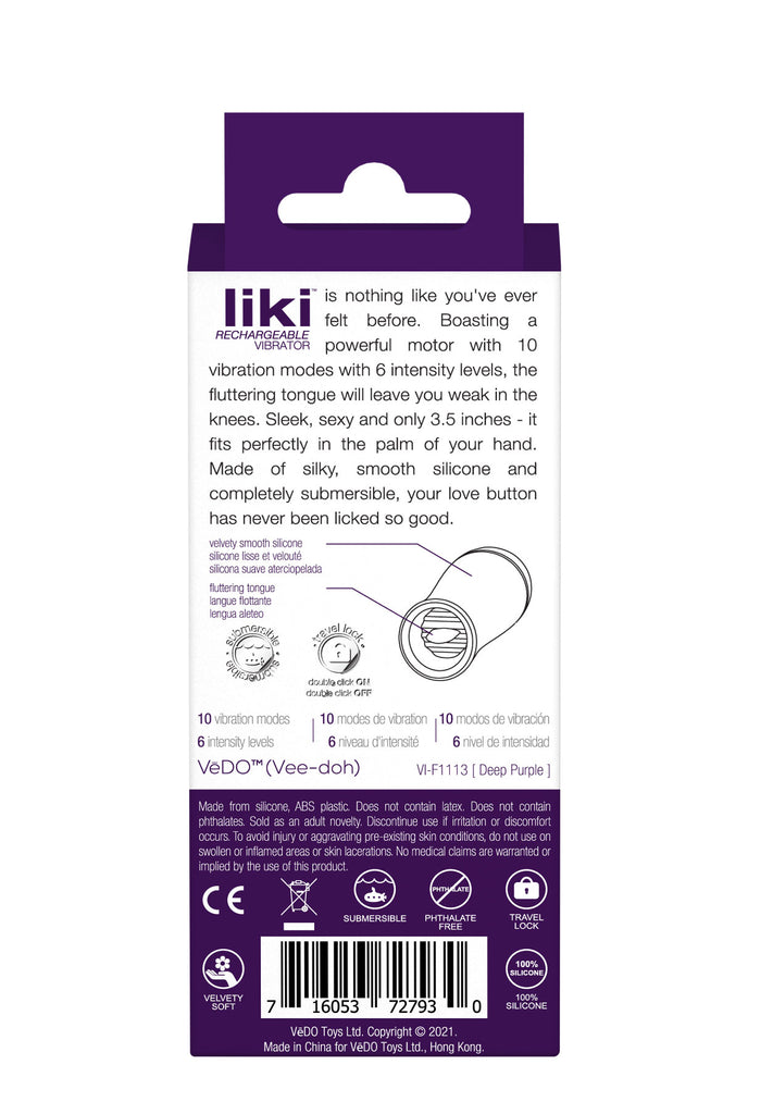 Liki Rechargeable Flicker Vibe - Deep Purple