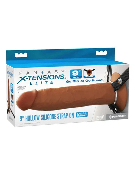 Fantasy X-Tensions Elite 9&quot; Silicone Hollow Strap on - Brown