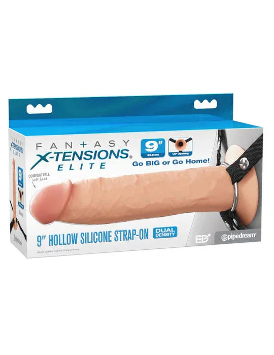 Fantasy X-Tensions Elite 9&quot; Silicone Hollow Strap on - Light