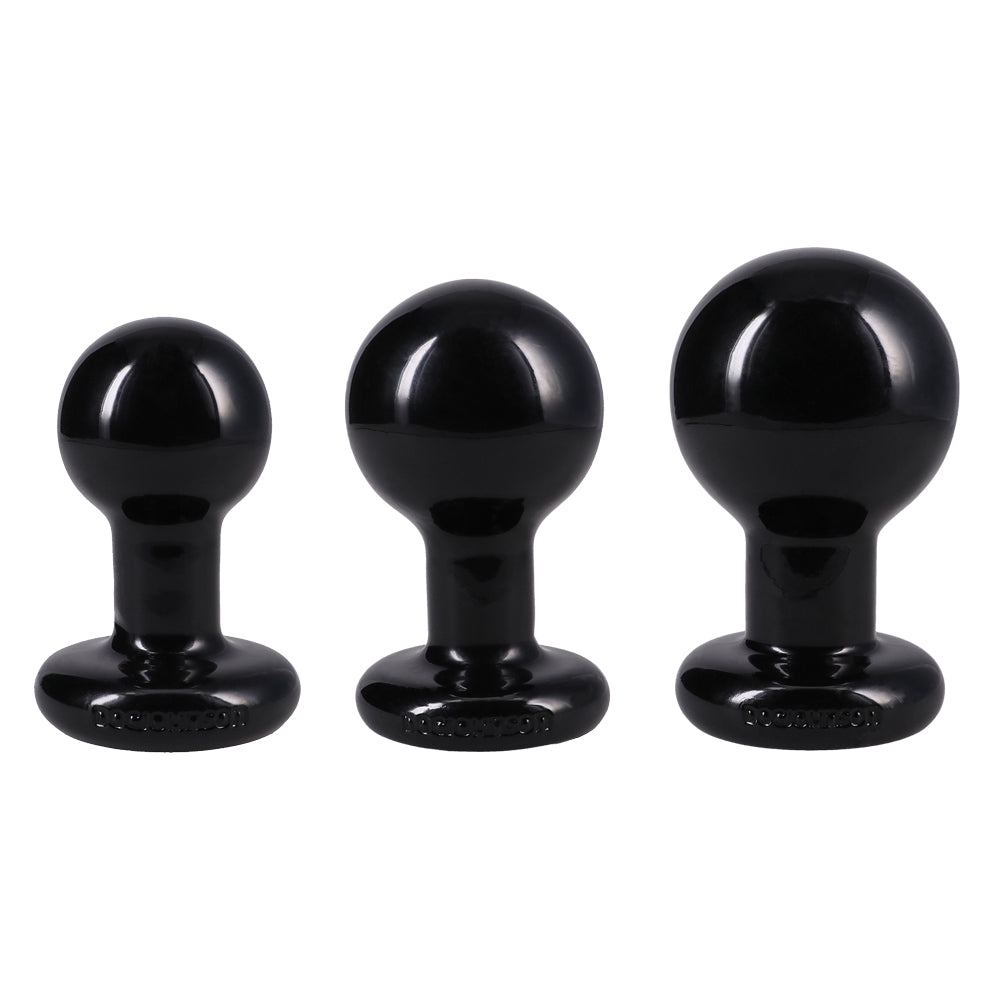 Round Butt Plug 3 Piece Set - Black