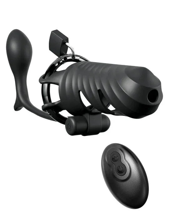 Fantasy C-Ringz Remote-Controlled Vibrating Cock Blocker With Ass-Gasm Plug - Black