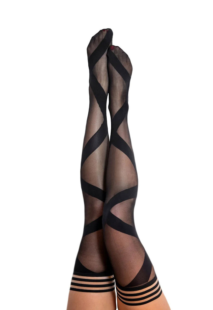 Jackie - Semi Sheer Thigh High - Size B - Black