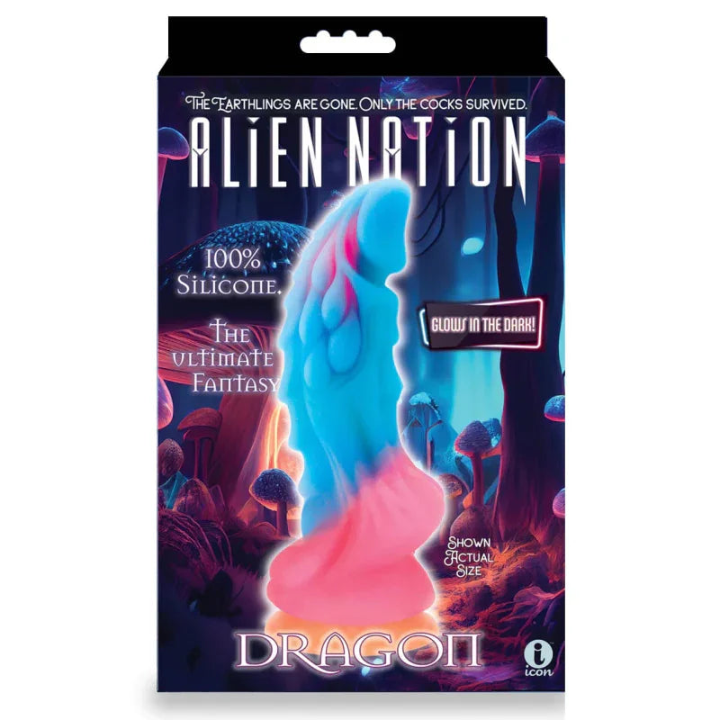 Alien Nation Dragon Silicone Glow in the Dark Creature Dildo - Multicolor - MyPleasure