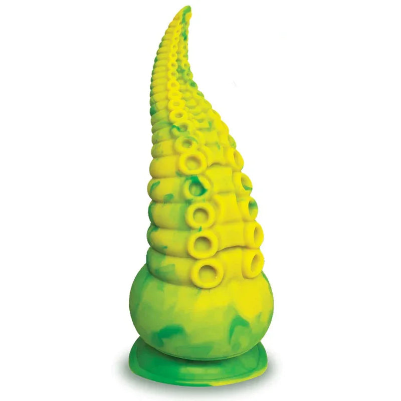 Alien Nation Octopod Silicone Rechargeable Vibrating Creature Dildo - Yellow and Green - MyPleasure